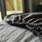 Natural Linen Fitted Sheet - dark gray - Harmonia Linens