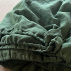 Natural Linen Fitted Sheet - forest green - Harmonia Linens