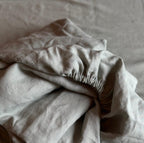 Natural Linen Fitted Sheet - light gray - Harmonia Linens