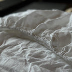 Natural Linen Fitted Sheet - white - Harmonia Linens