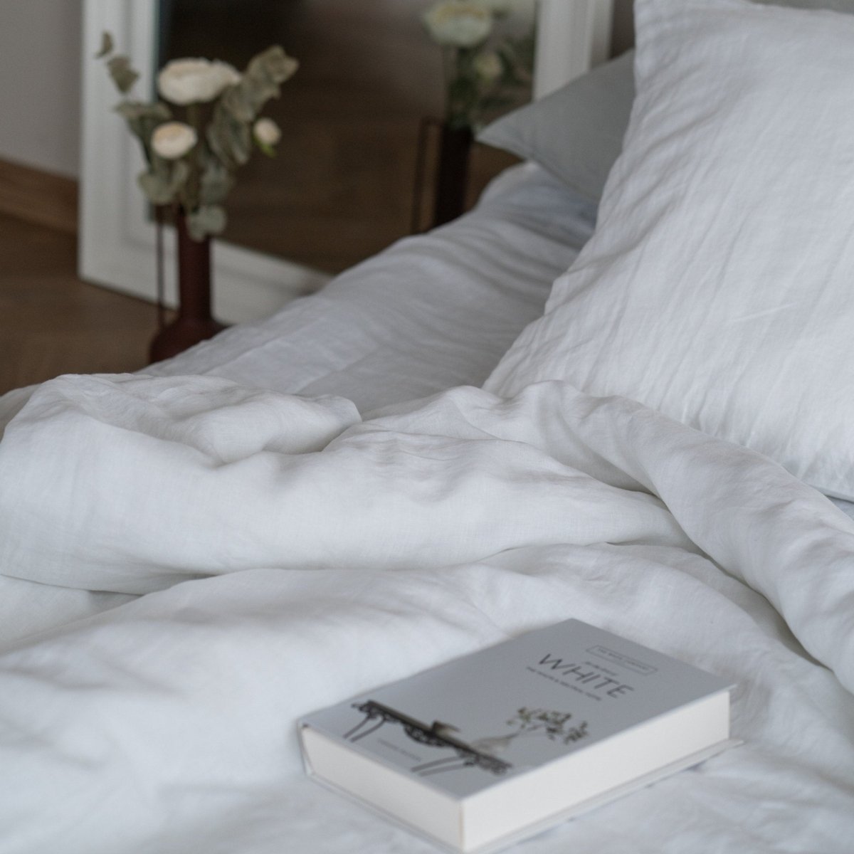 Natural Linen Fitted Sheet - white - Harmonia Linens