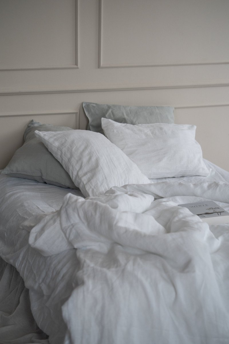 Natural Linen Fitted Sheet - white - Harmonia Linens