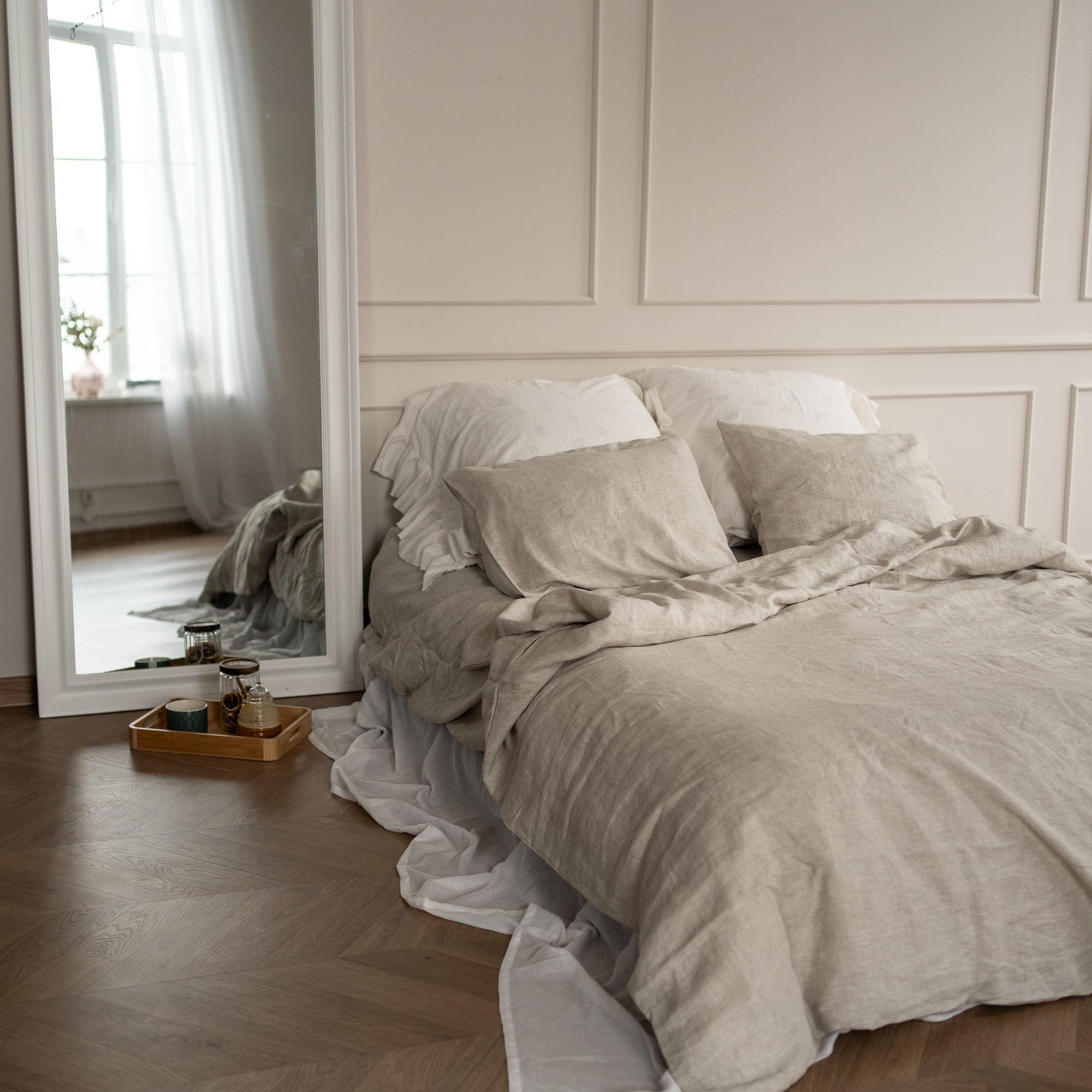 Natural linen bedding set - natural