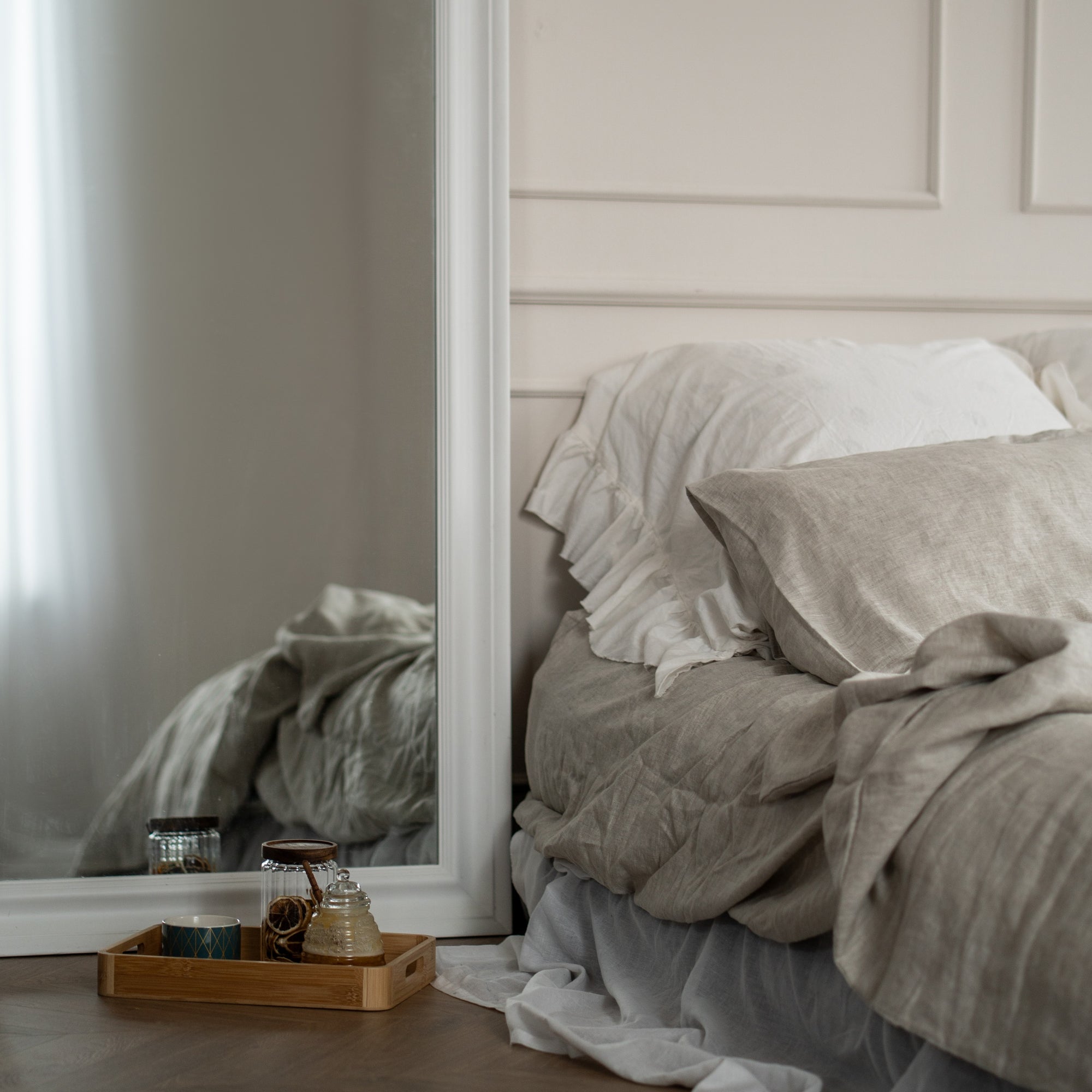 Natural linen bedding set - natural