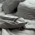 Natural linen duvet - navy blue