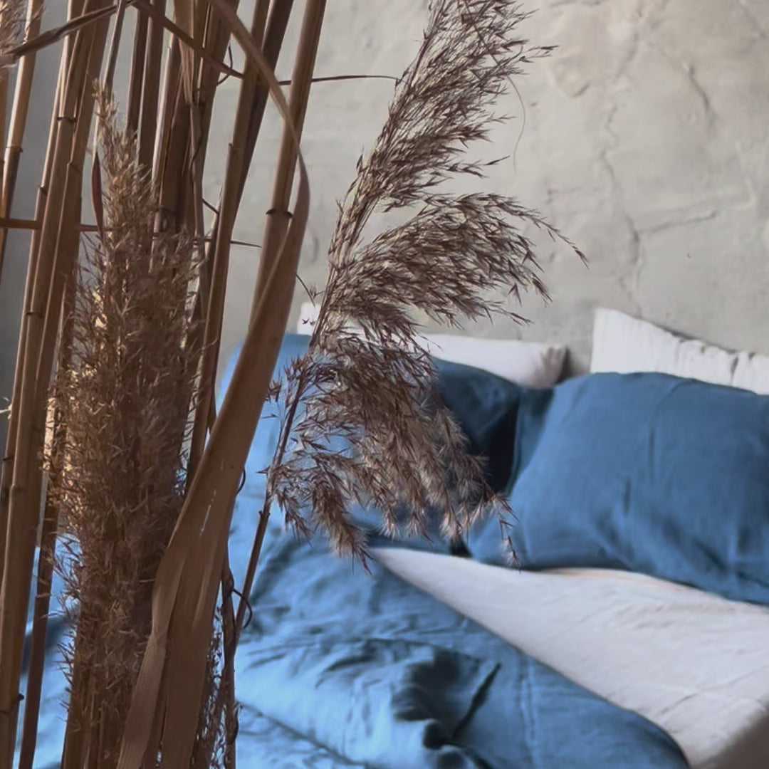 Natural linen duvet - Ocean Blue