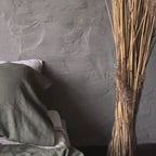 Natural linen duvet - Moss Green