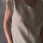 Short Sleeve Linen Shirt - Beige