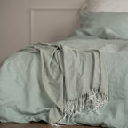 Natural linen bedding set - sage