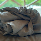 Natural Linen Fitted Sheet - sage
