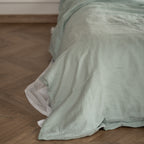Natural linen bedding set - sage