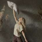 Short Sleeve Linen Shirt - Beige - Harmonia Linens