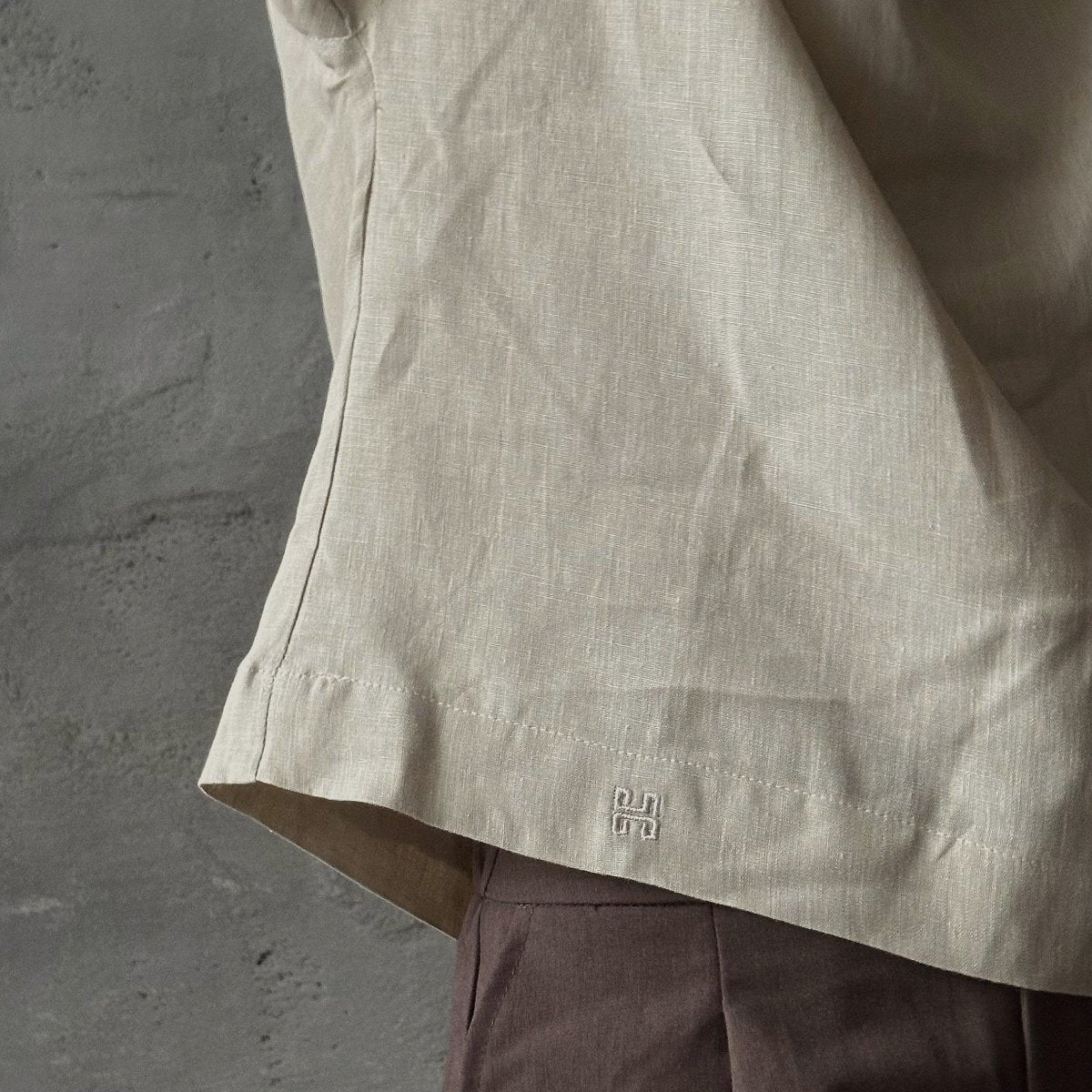 Short Sleeve Linen Shirt - Beige - Harmonia Linens