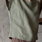 Short Sleeve Linen Shirt - Moss Green - Harmonia Linens
