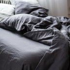 Natural linen bedding set - dark gray