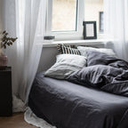 Natural linen bedding set - dark gray