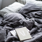 Natural linen bedding set - dark gray