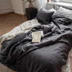 Natural linen bedding set - dark gray