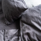 Natural linen bedding set - dark gray