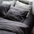 Natural linen bedding set - dark gray