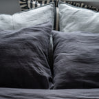Natural linen bedding set - dark gray