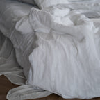 Natural linen bedding set - white
