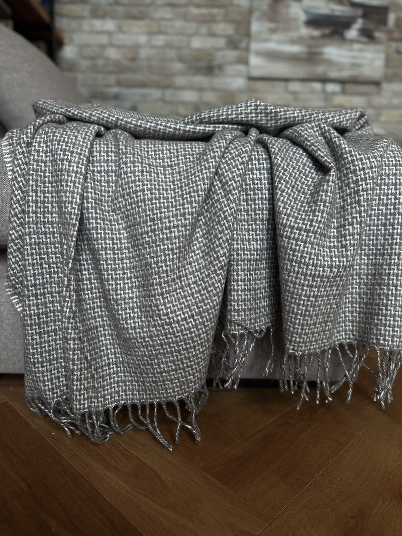 Wool & Bamboo Blend Blanket - Beige - Harmonia Linens