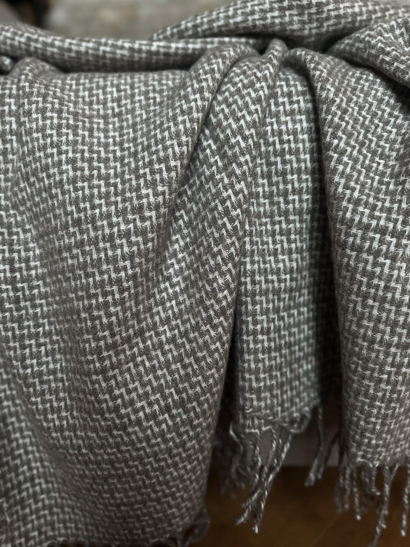Wool & Bamboo Blend Blanket - Beige - Harmonia Linens