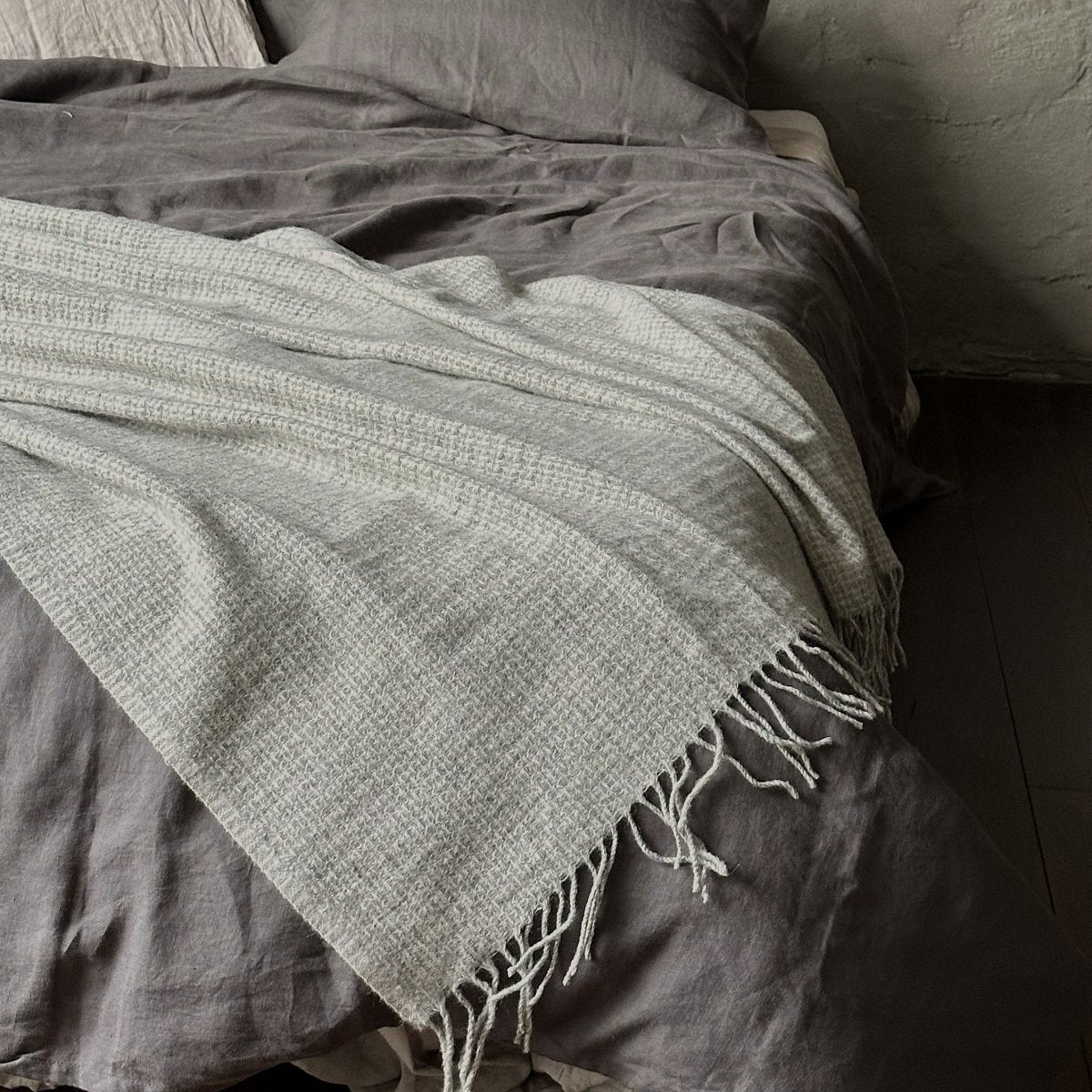 Wool & Bamboo Blend Blanket - Natural - Harmonia Linens