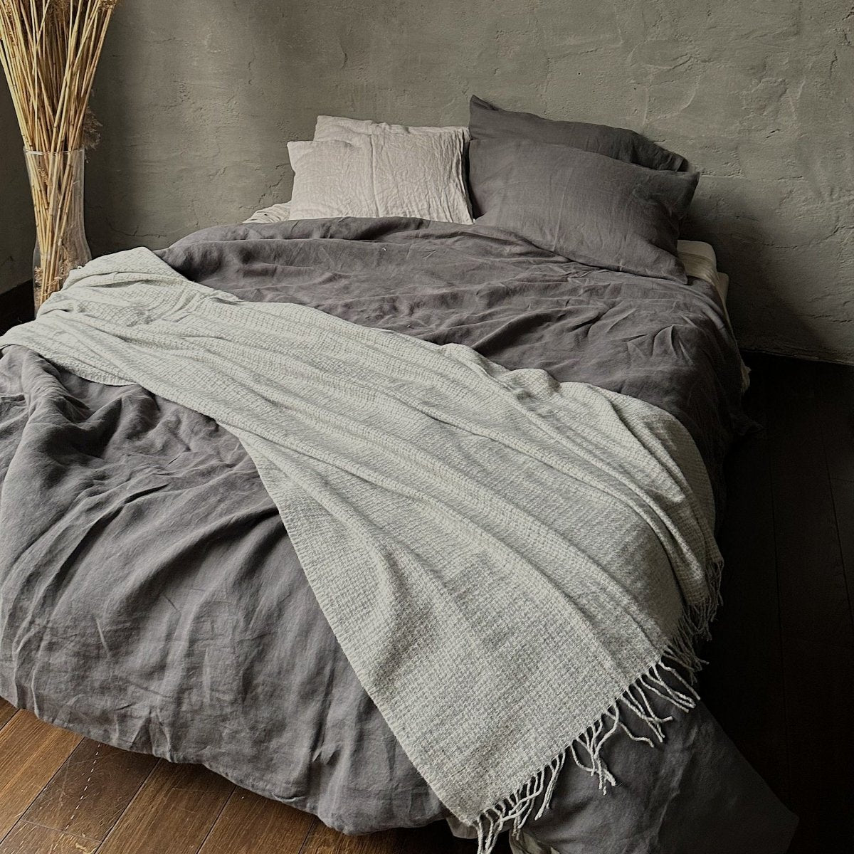 Wool & Bamboo Blend Blanket - Natural - Harmonia Linens